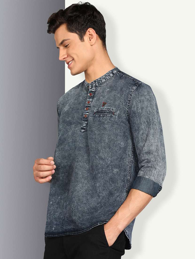 men solid mandarin neck short kurta - 22457245 -  Standard Image - 2