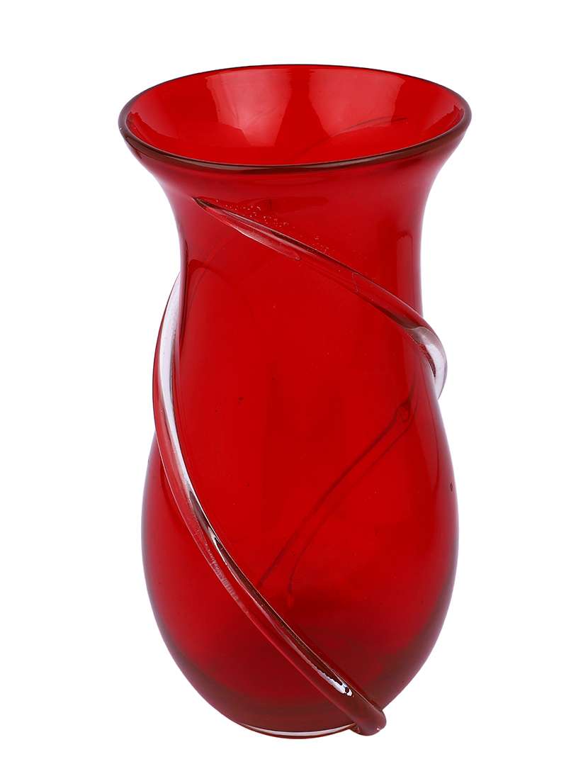 red textured glass flower vase - 22457251 -  Standard Image - 2