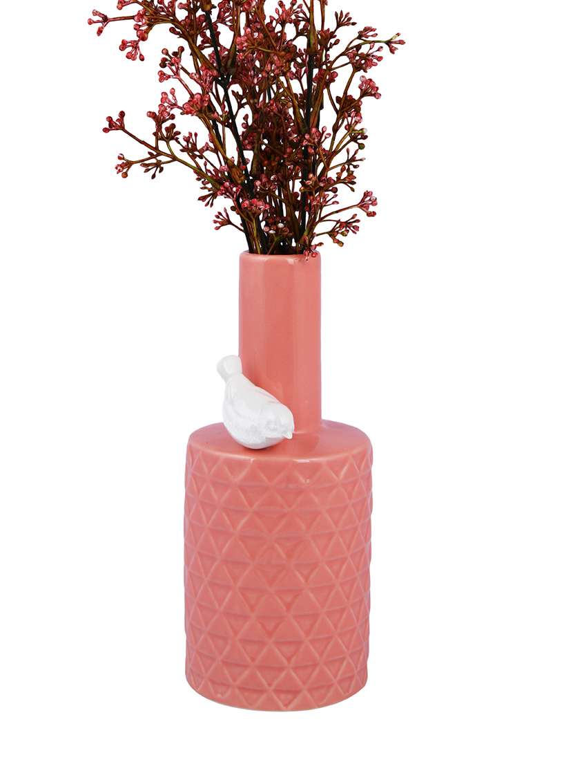 pink textured glass flower vase - 22457262 -  Standard Image - 2