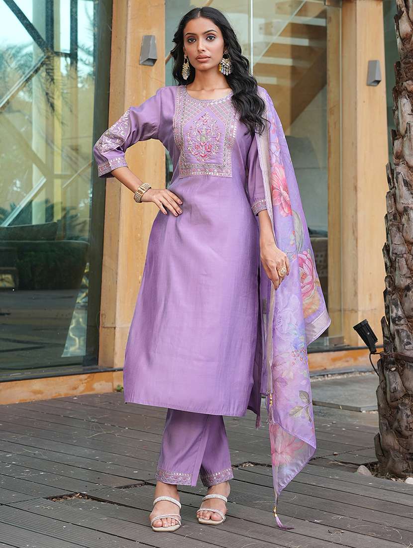 women purple kurta pant set