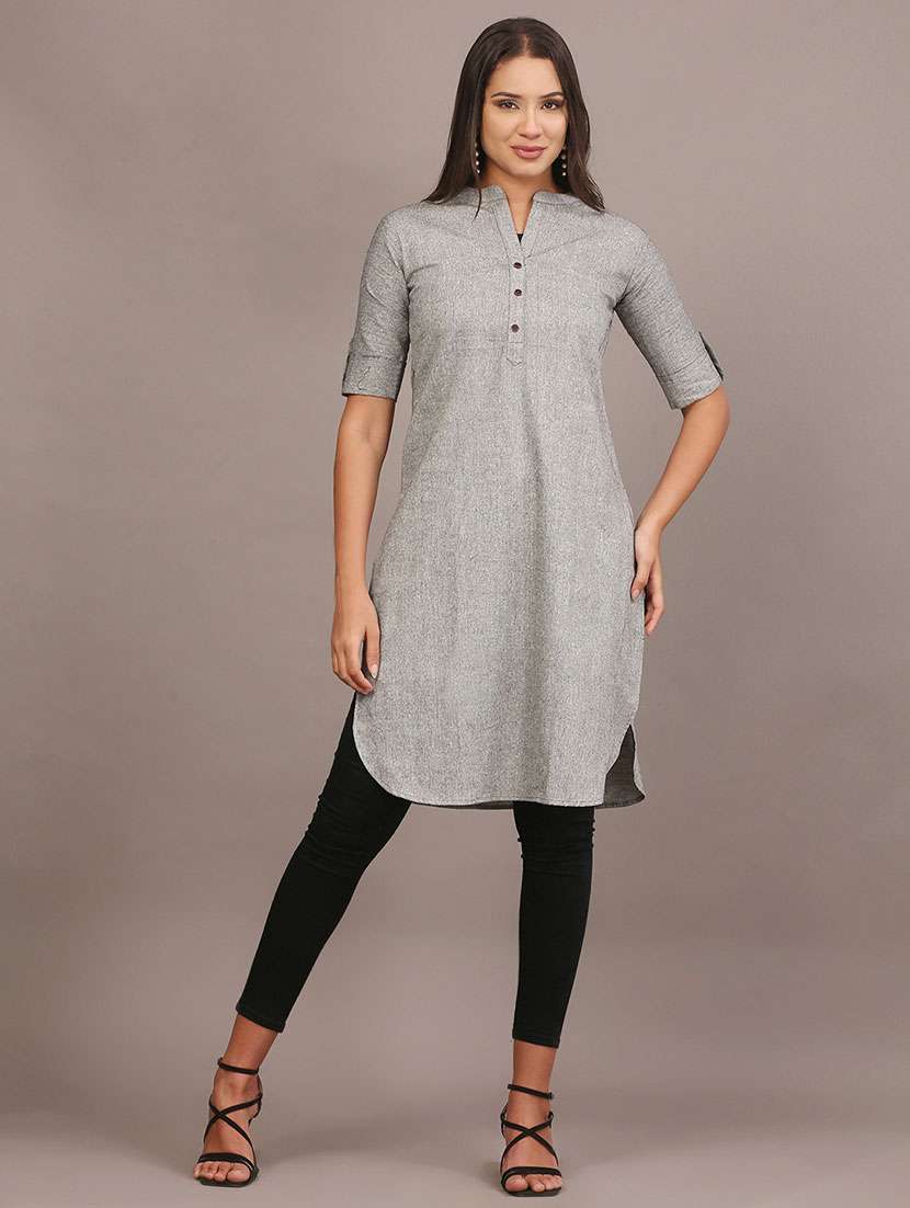 women solid cotton straight kurta