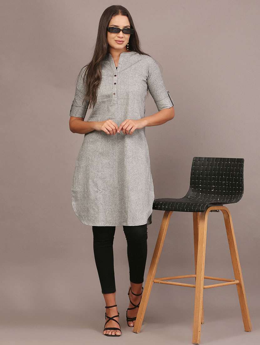 women solid cotton straight kurta - 22457321 -  Standard Image - 2