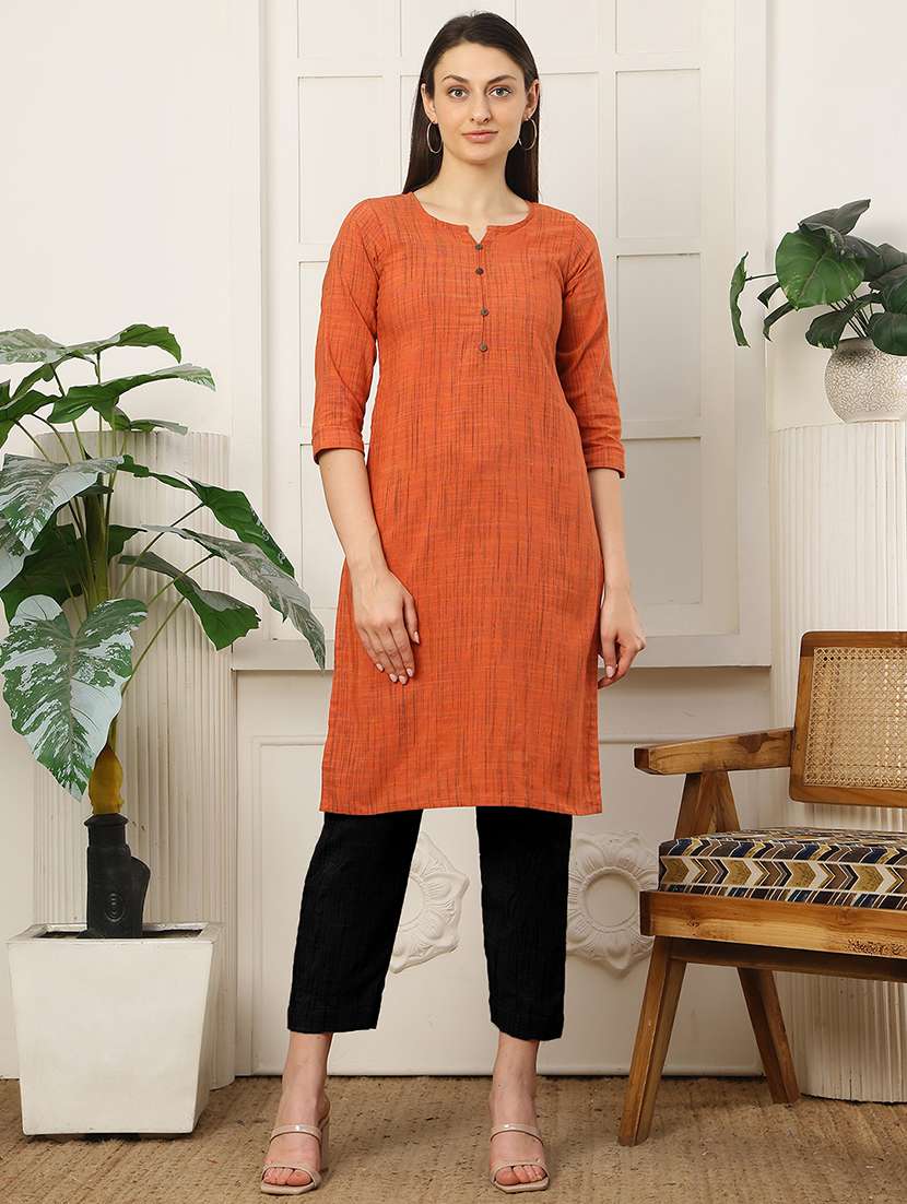 women printed cotton straight kurta