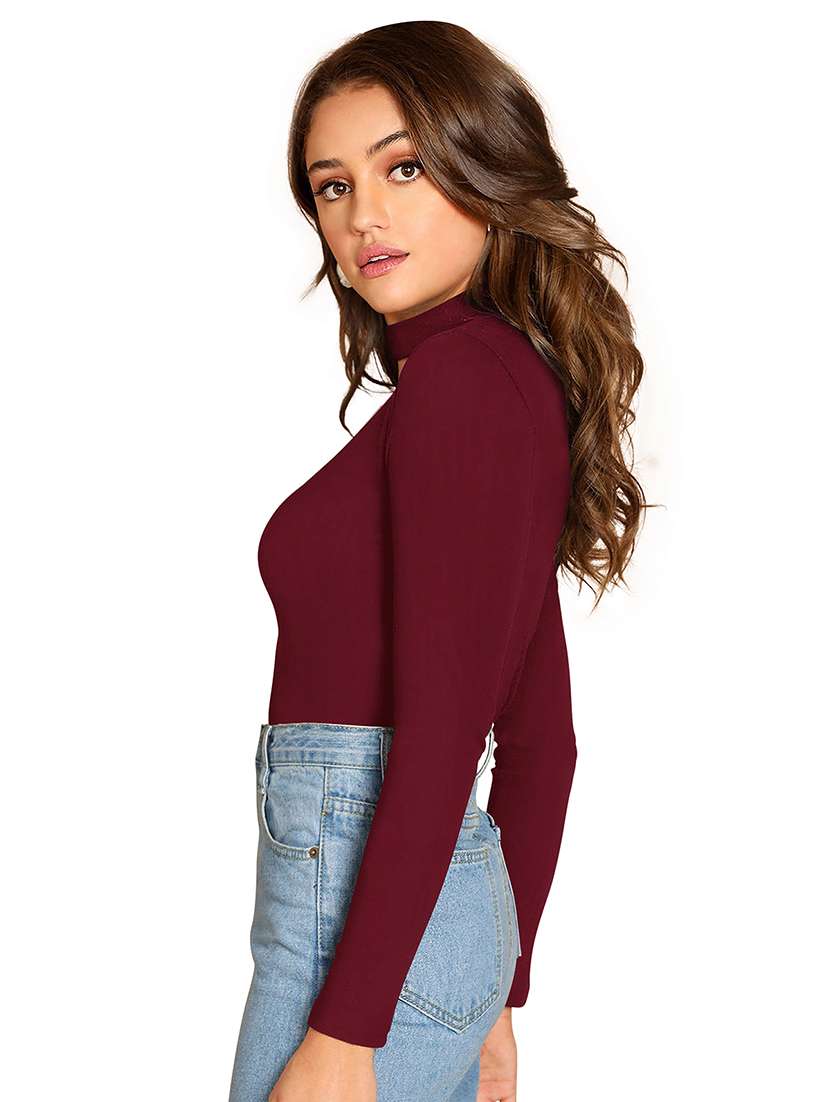 Women Solid Long Sleeve Slim Fit Top - 22457367 -  Standard Image - 2