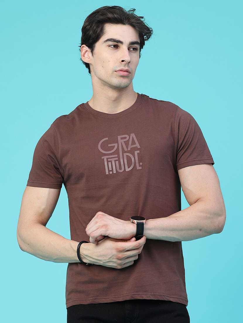 Men Typographic Short Sleeve Slim Fit T-shirt - 22457390 -  Standard Image - 2
