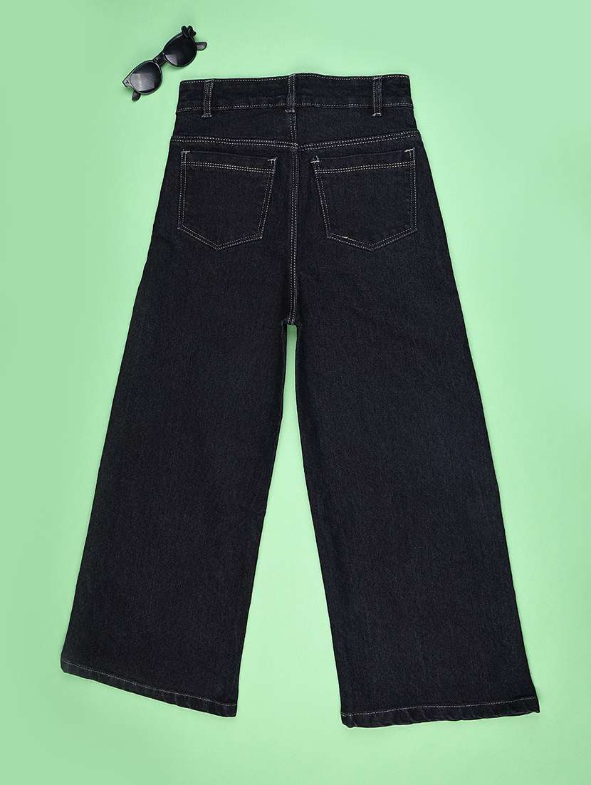 girls solid mid rise wide leg jeans - 22457500 -  Standard Image - 2