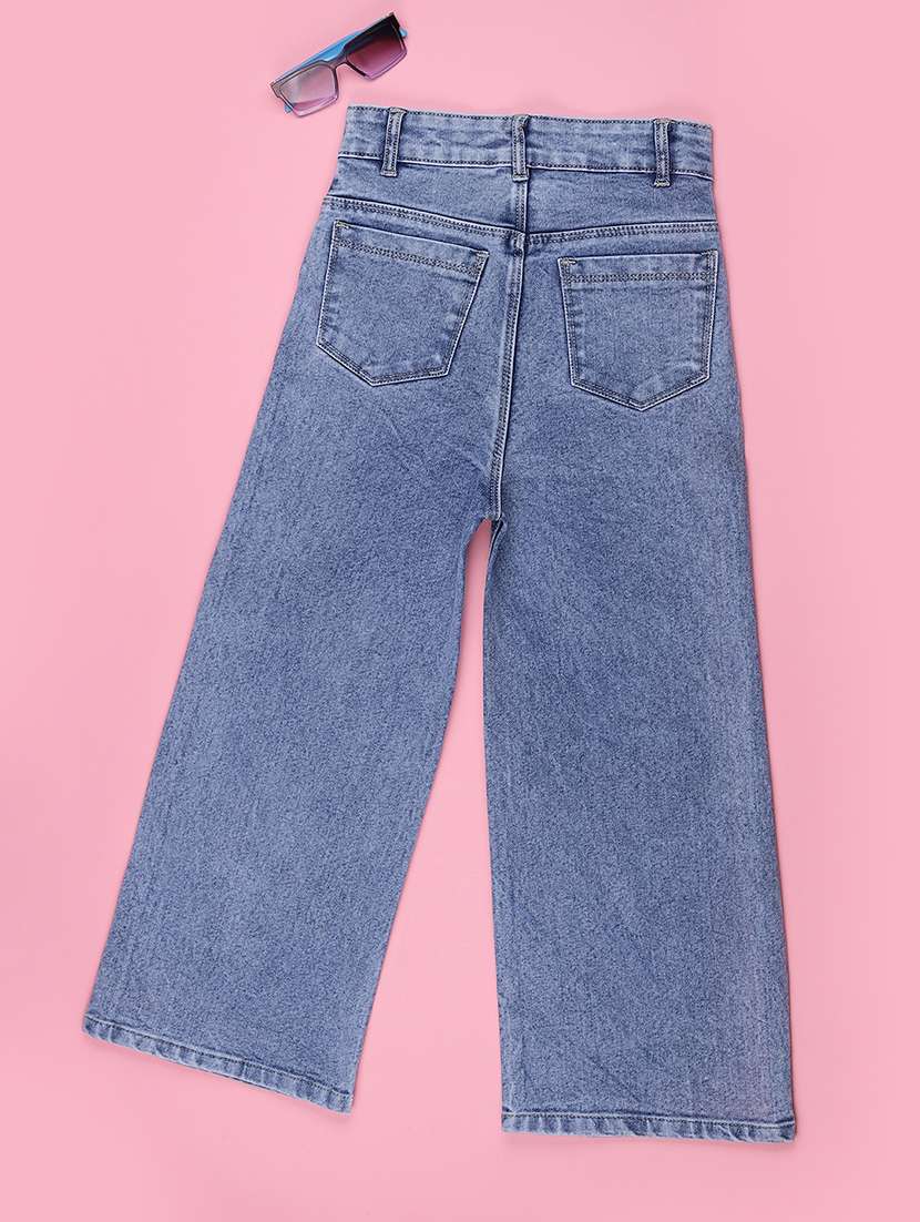 girls solid mid rise wide leg jeans - 22457503 -  Standard Image - 2