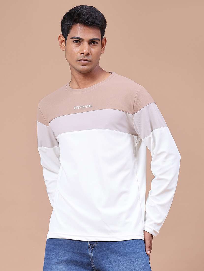 men colourblocked long sleeves regular fit t-shirt - 22457538 -  Standard Image - 2
