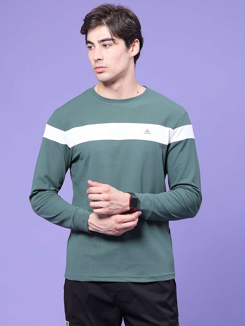 Men Taped Long Sleeves Regular Fit T-shirt - 22457539 -  Standard Image - 2