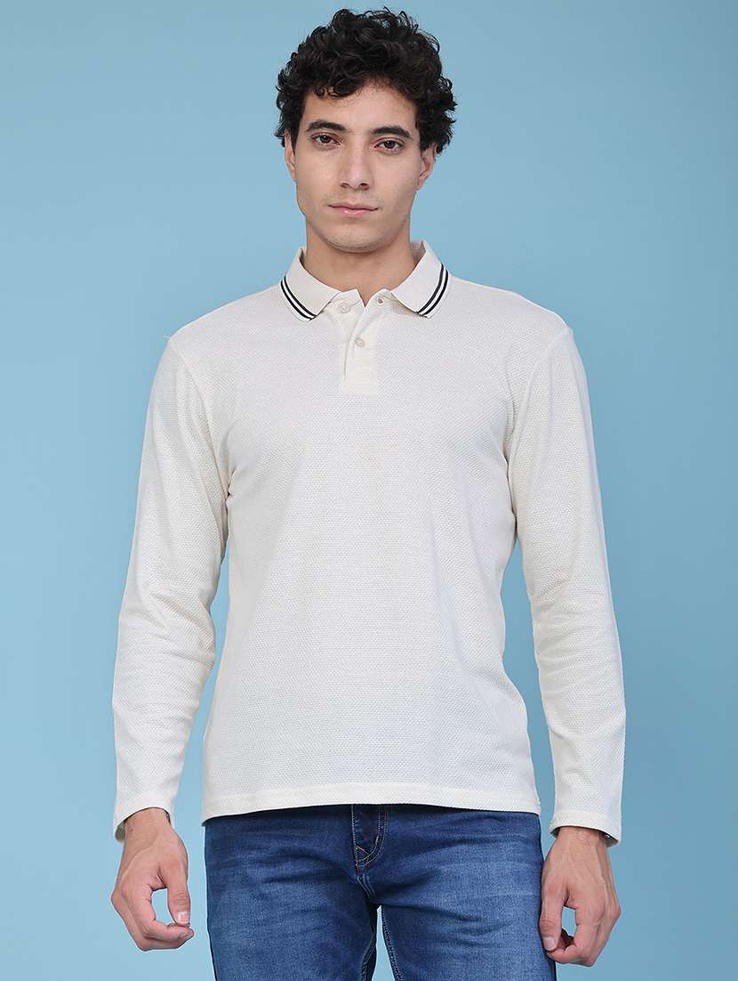 men textured long sleeve regular fit polo t-shirt - 22457543 -  Standard Image - 2