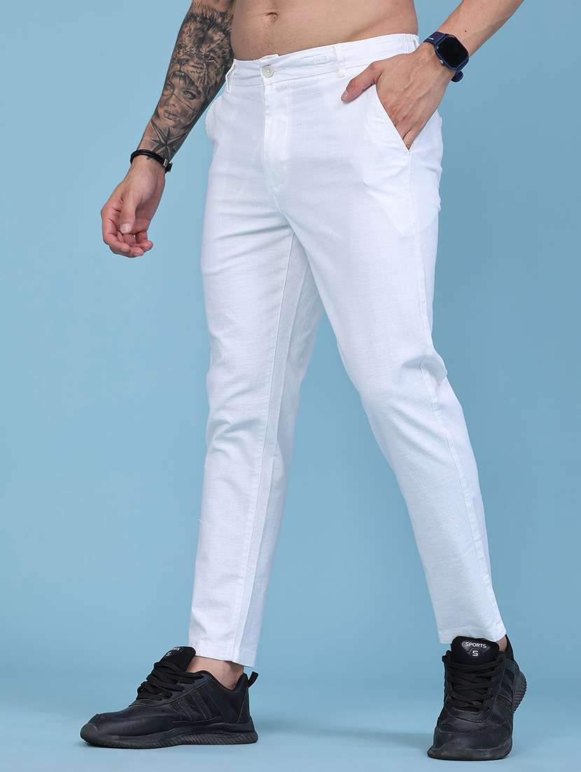men solid mid rise chinos casual trouser - 22457551 -  Standard Image - 2