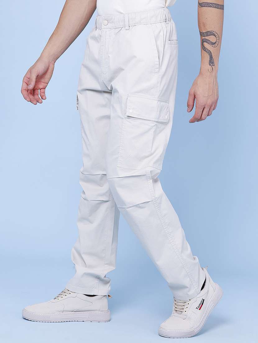 Men Solid Mid Rise Regular Fit Cargo - 22457586 -  Standard Image - 2