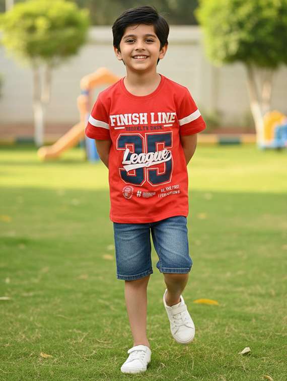 boys red cotton blend t-shirt - 22457658 -  Standard Image - 2