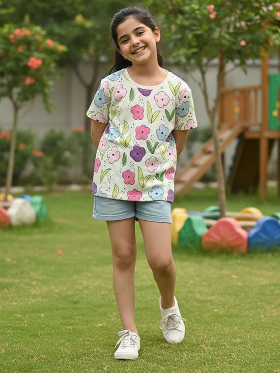 girls printed grey cotton tops top - 22457676 -  Standard Image - 2