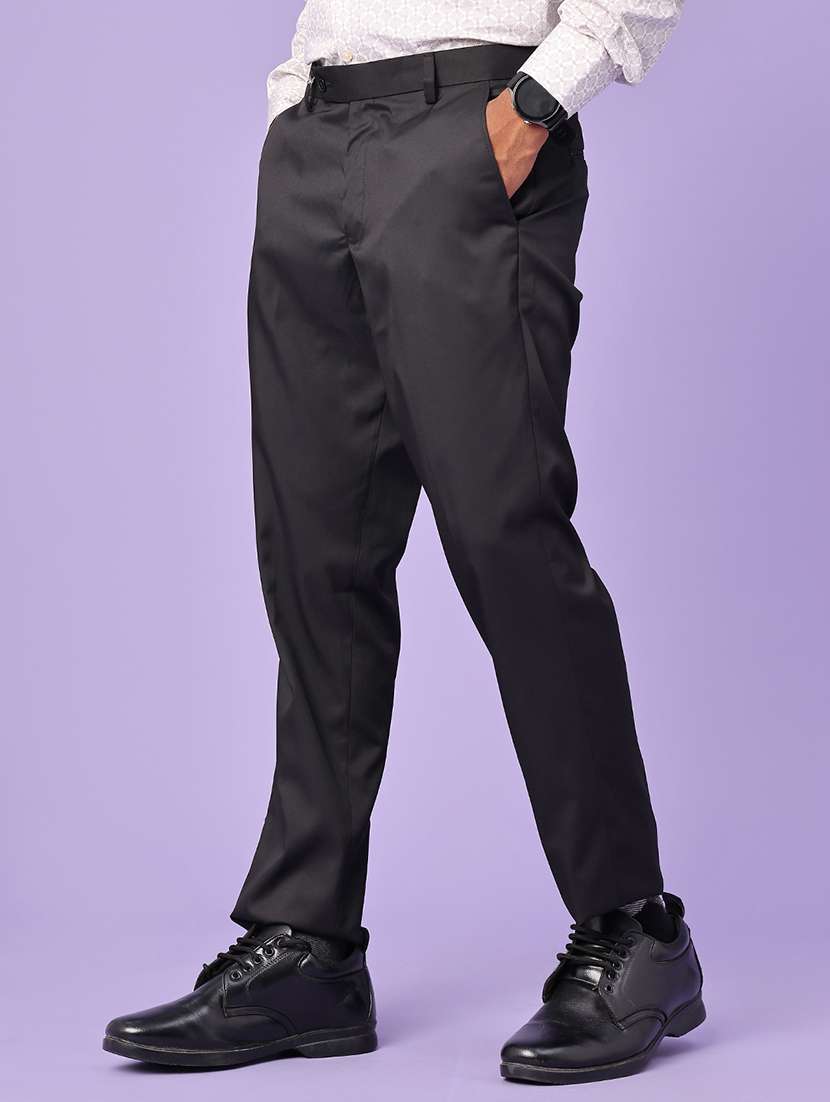 men solid mid rise regular fir formal trouser - 22457728 -  Standard Image - 2