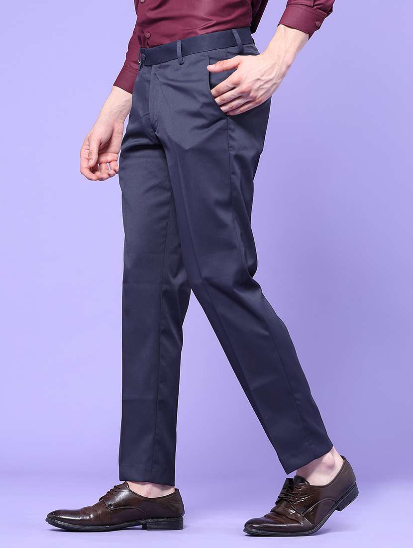 men solid mid rise regular fit formal trouser - 22457729 -  Standard Image - 2