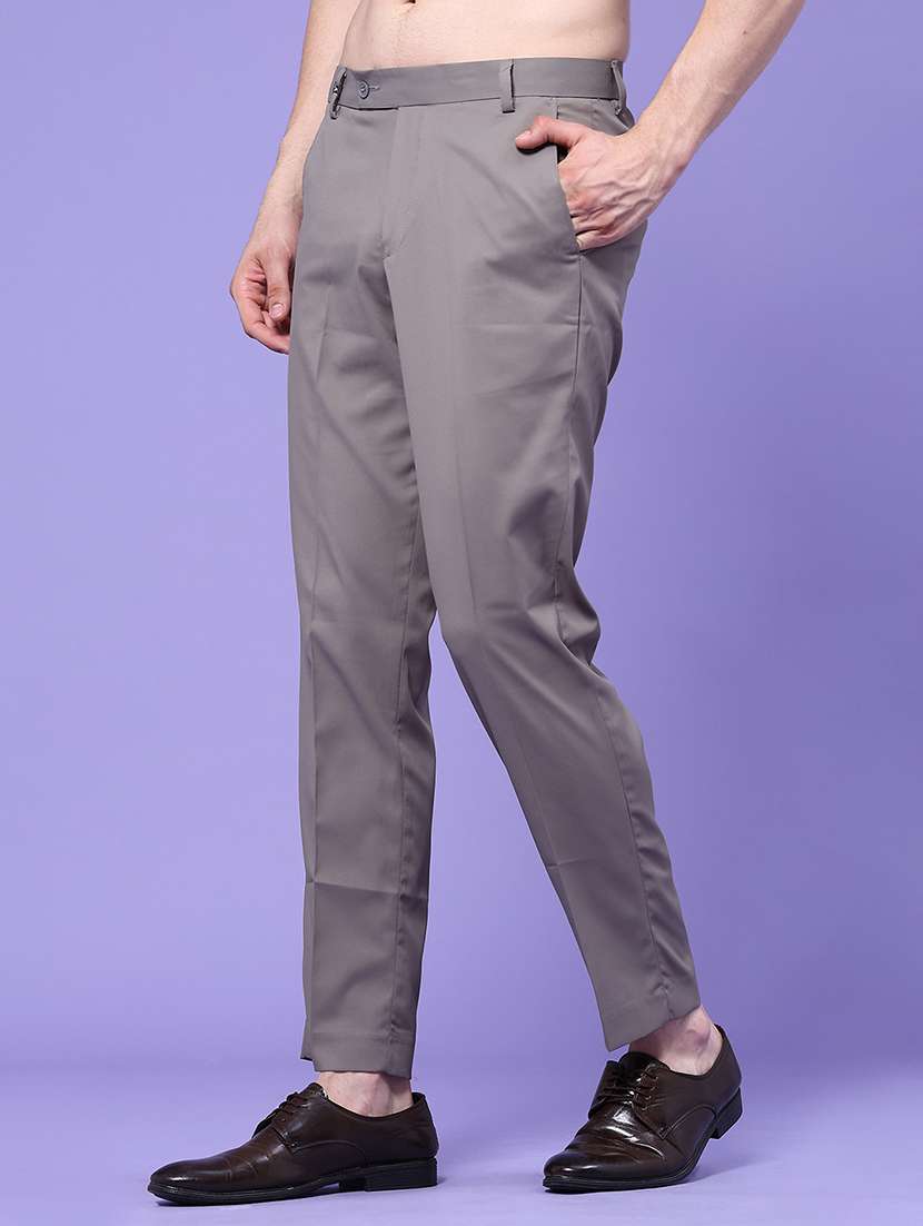 men solid mid rise regular fit formal trouser - 22457730 -  Standard Image - 2
