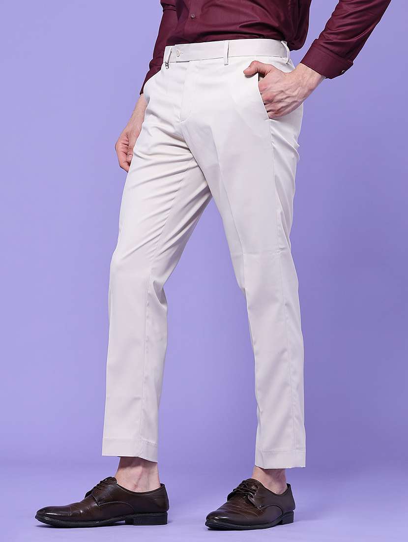 men solid mid rise regular fit formal trouser - 22457731 -  Standard Image - 2