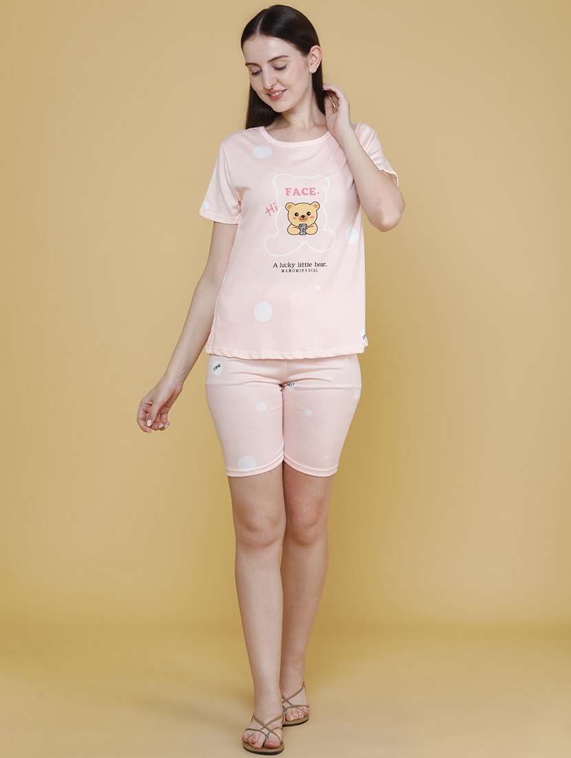 women printed round neck top and shorts set - 22457767 -  Standard Image - 2
