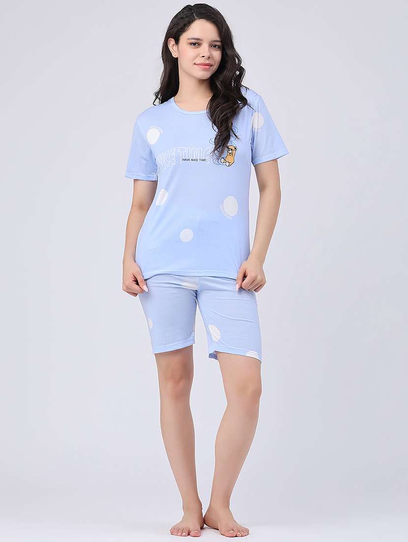 women printed round neck top and shorts set - 22457777 -  Standard Image - 2
