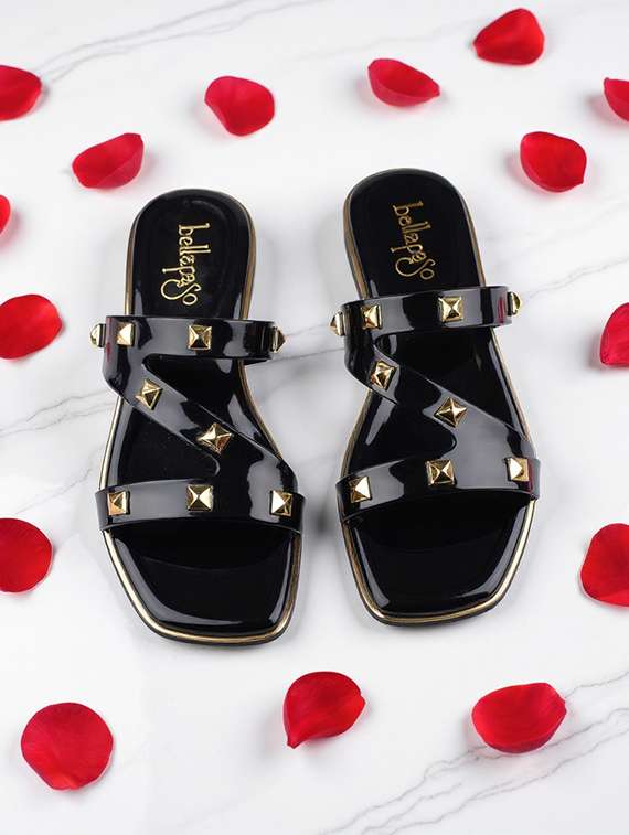 women embellished sliip on flat sandal