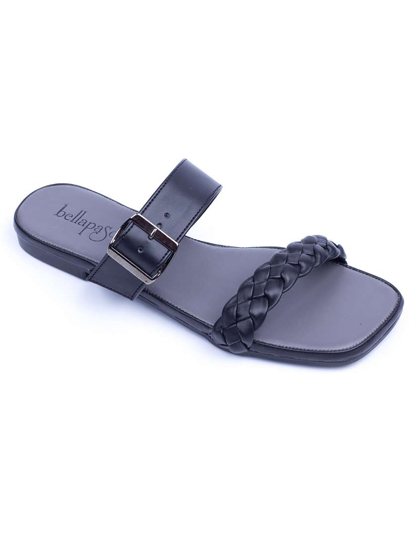 Women Textured Slip On Flat Sandal - 22458038 -  Standard Image - 2