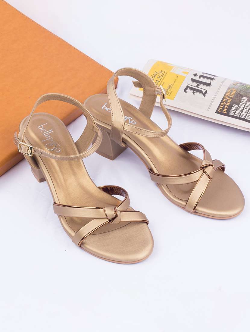 women bella passo gold block heeled sandals