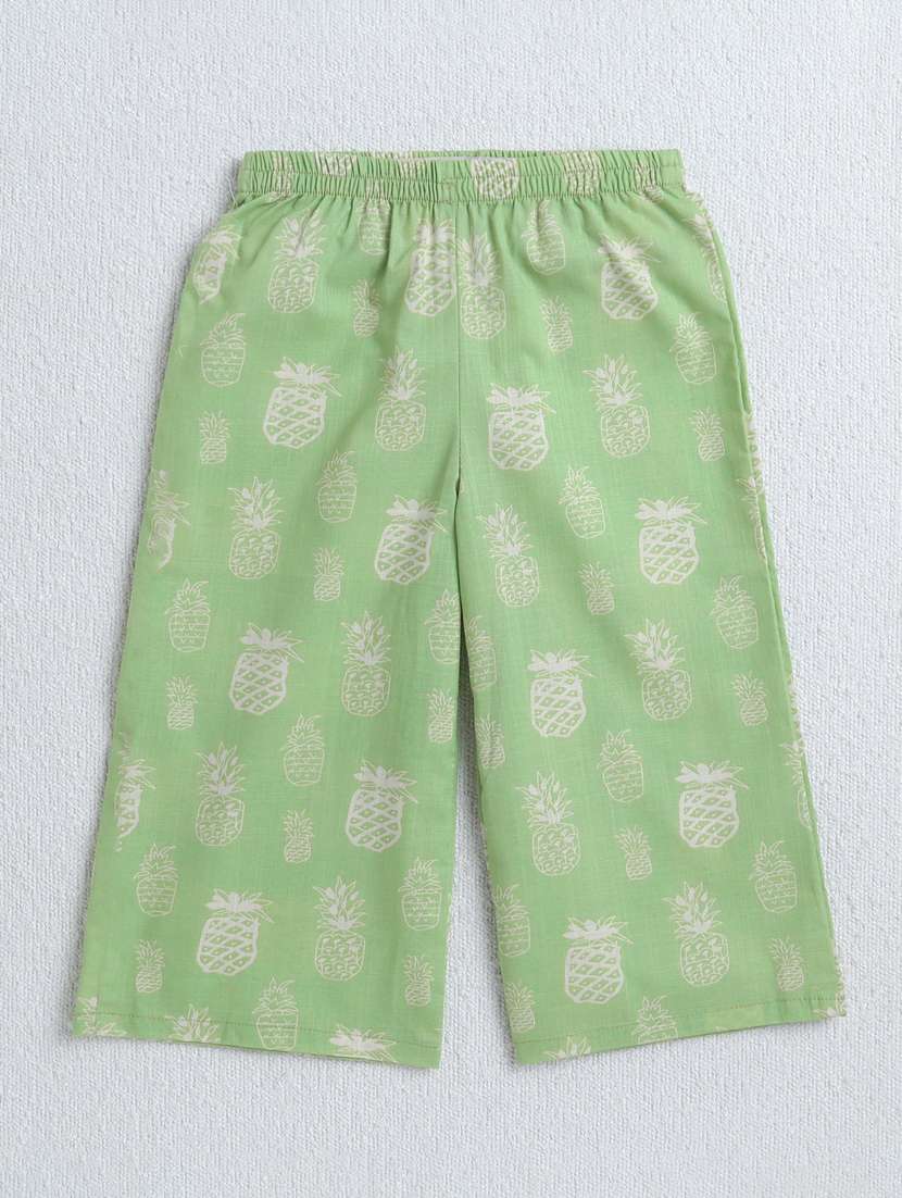 girls printed green cotton kurta sets co-ord set - 22458278 -  Standard Image - 2