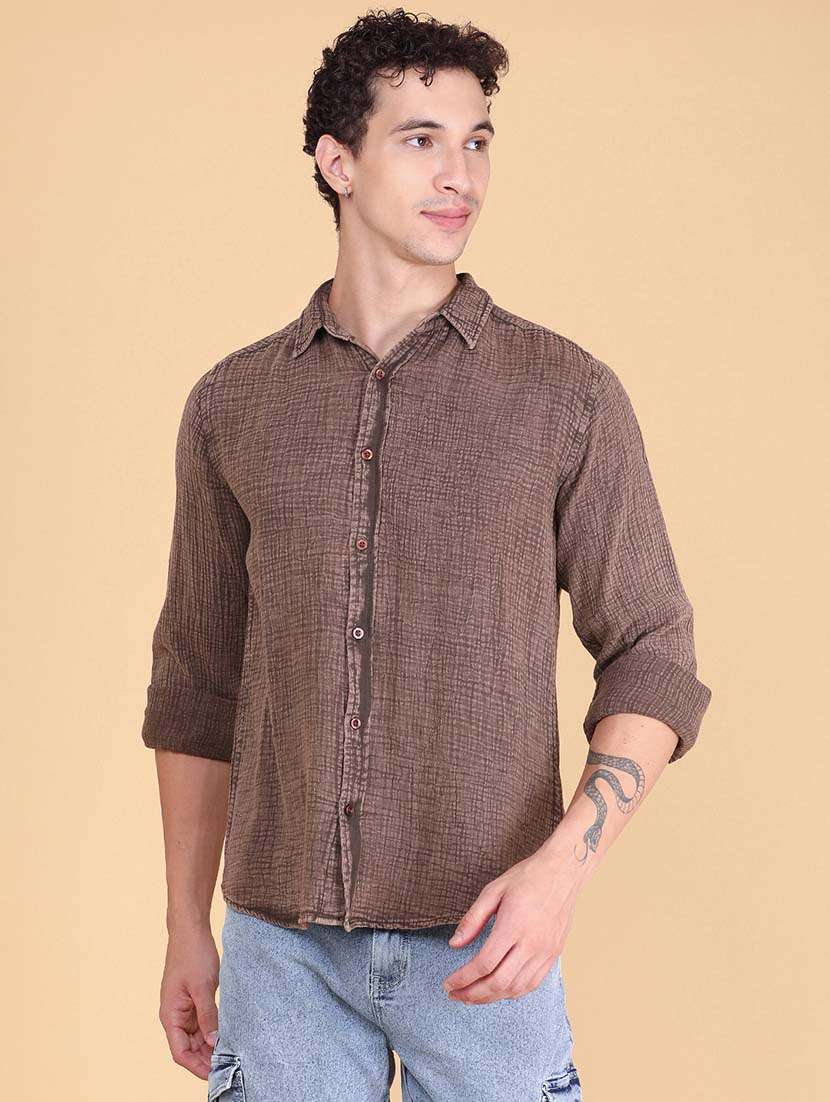 Men Textured Long Sleeve Regular Fit Casual Shirt - 22458397 -  Standard Image - 2