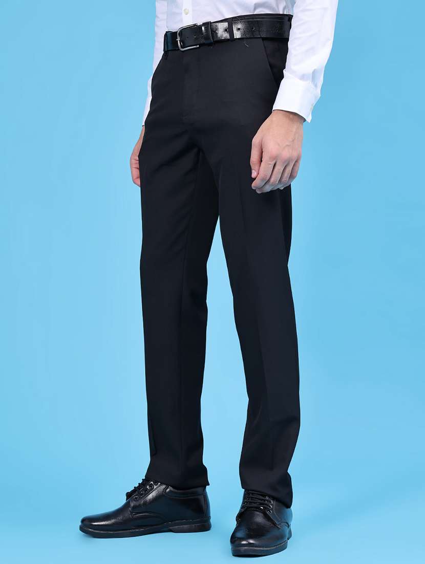 Men Solid Mid Rise Flat Front Formal Trouser - 22458452 -  Standard Image - 2