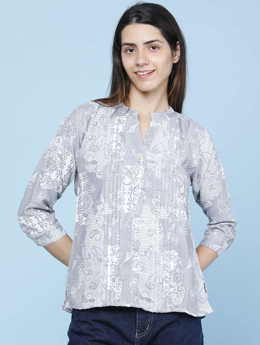 Women Printed Three Quarter Sleeves Regular Top - 22458472 -  Standard Image - 2