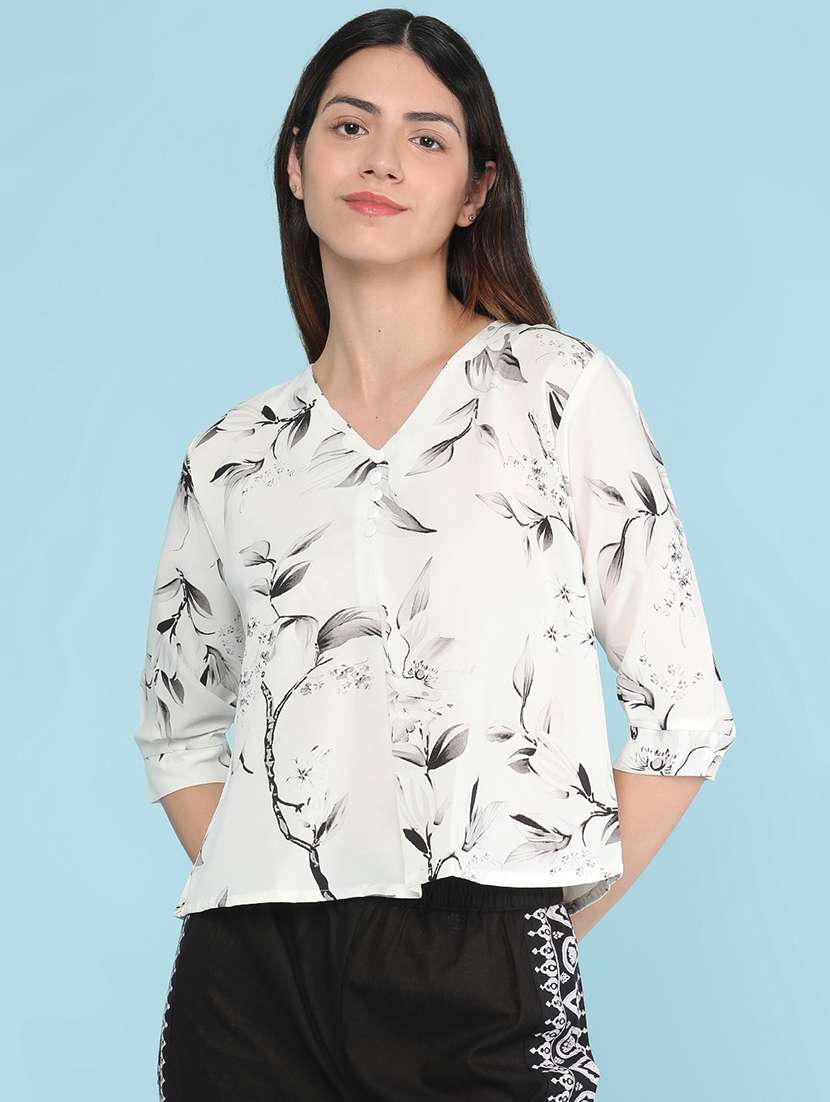 Women Printed Three Quarter Sleeves Regular Top - 22458474 -  Standard Image - 2