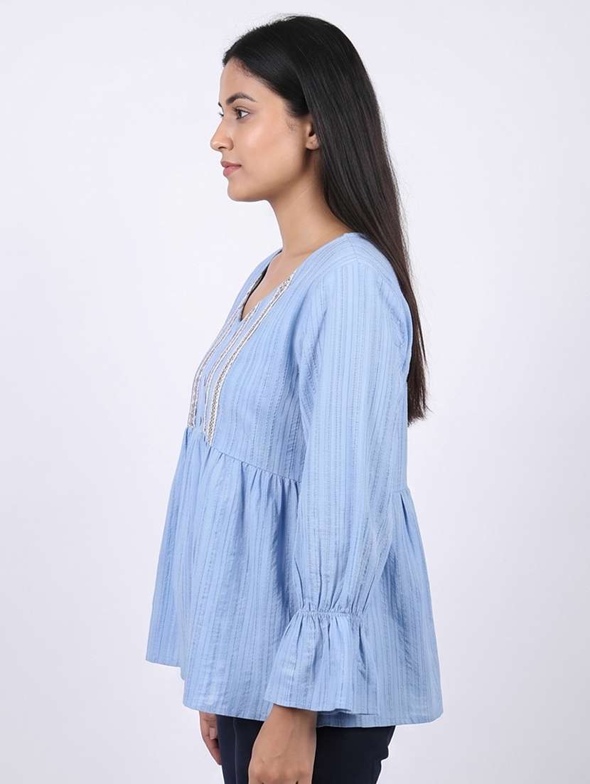 Women Self Design Long Sleeves A-line Top - 22458482 -  Standard Image - 2