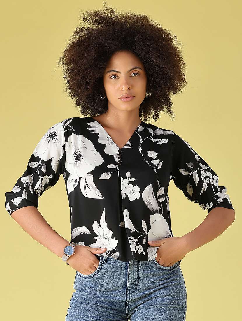 Women Printed Three Quarter Sleeves Regular Top - 22458492 -  Standard Image - 2