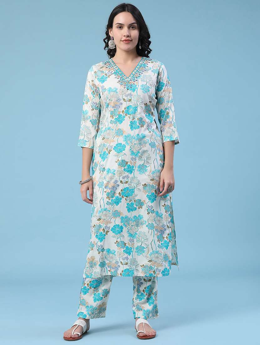 women printed three quarter sleeves ethnic co-ord set - 22458654 -  Standard Image - 2