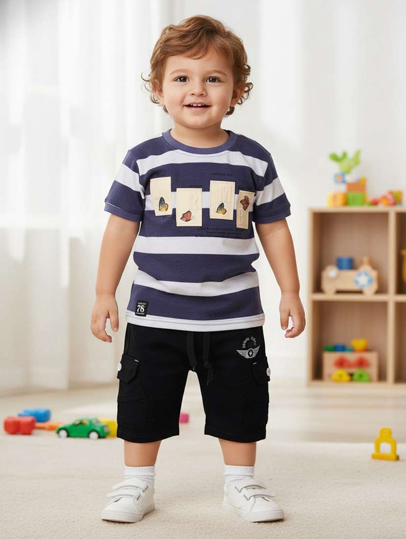 boys printed short sleeves t-shirt and shorts set