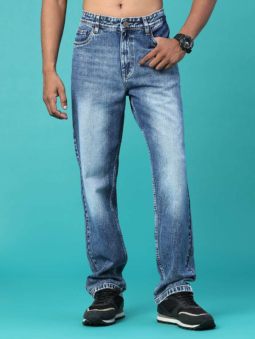 Men Washed Mid Rise Full Length Straight Jeans - 22459060 -  Standard Image - 2