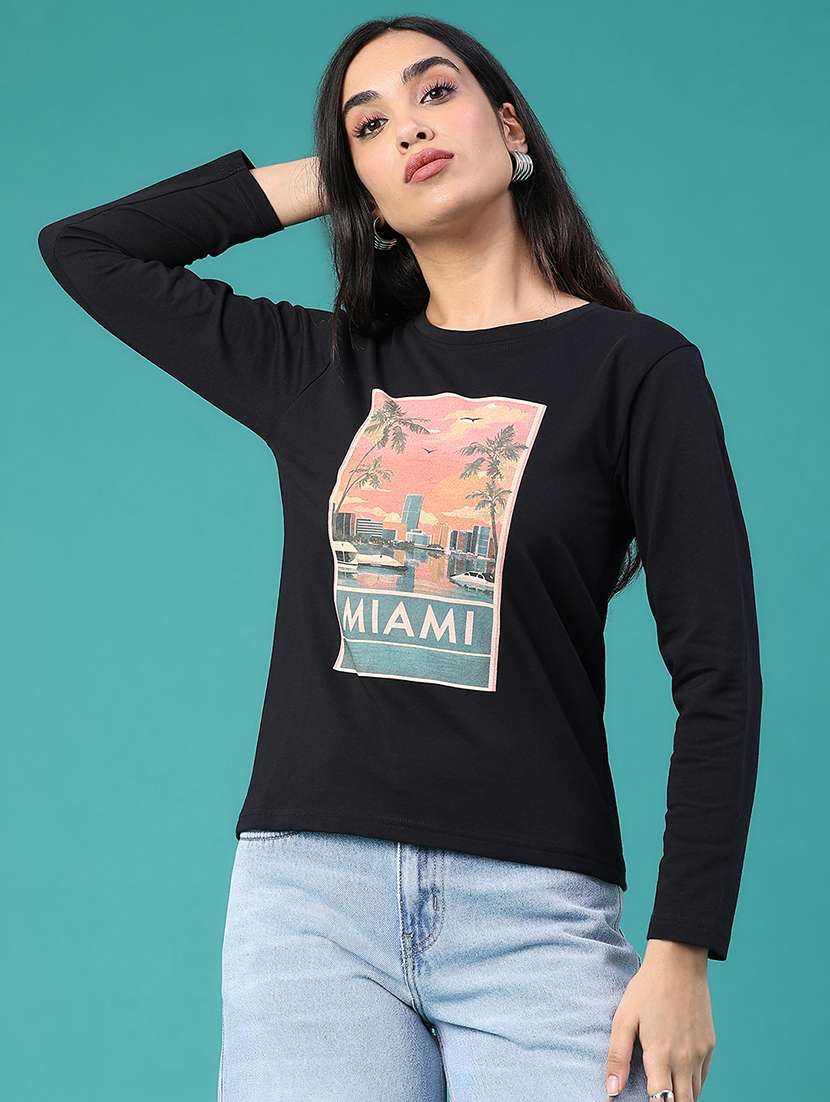 Women Printed Long Sleeves Regular Fit T-shirt - 22459162 -  Standard Image - 2