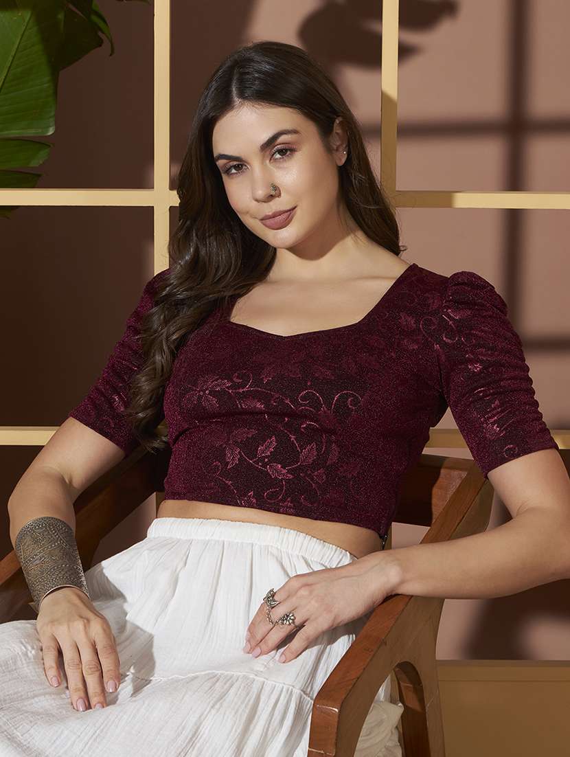 women burgundy regular blouse - 22459199 -  Standard Image - 2