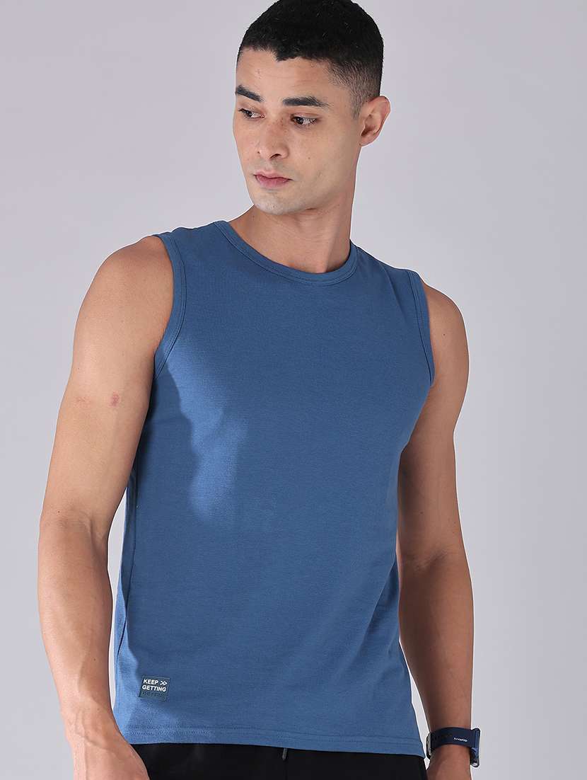 men solid round neck sleeveless t-shirt - 22459492 -  Standard Image - 2