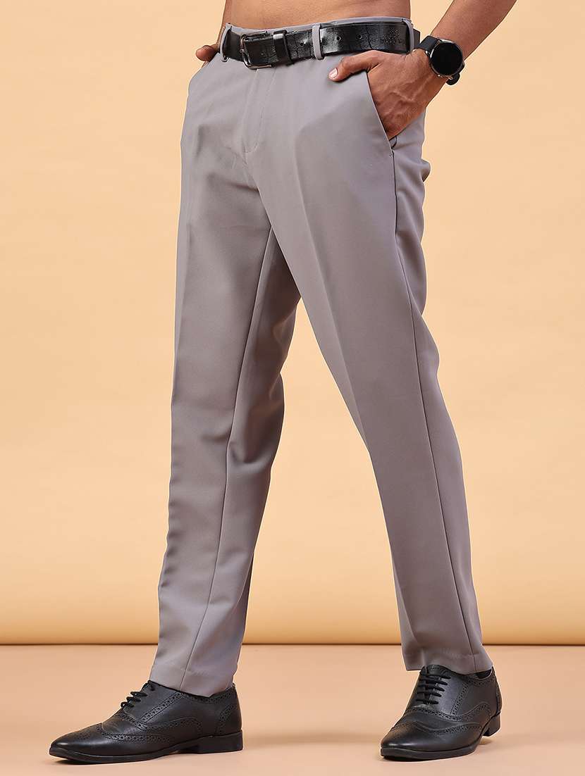 Men Solid Mid Rise Regular Fit Trouser - 22459654 -  Standard Image - 2