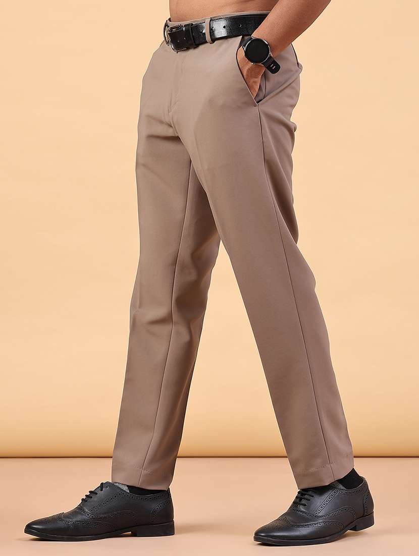 Men Solid Mid Rise Regular Fit Trouser - 22459655 -  Standard Image - 2
