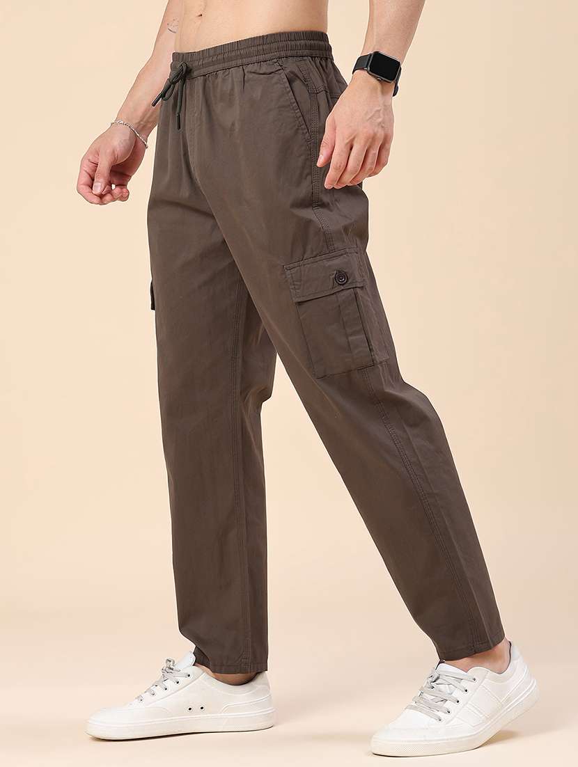 Men Solid Mid Rise Regular Fit Cargo - 22459766 -  Standard Image - 2