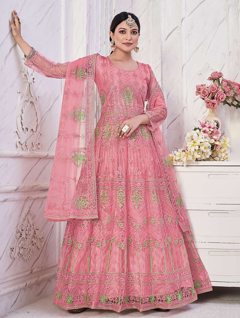 women solid with work semi stitched suit set