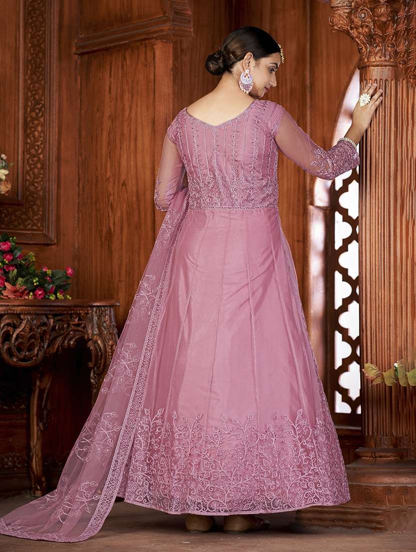 Women Solid With Work Semi Stitched Suit Set - 22459941 -  Standard Image - 2