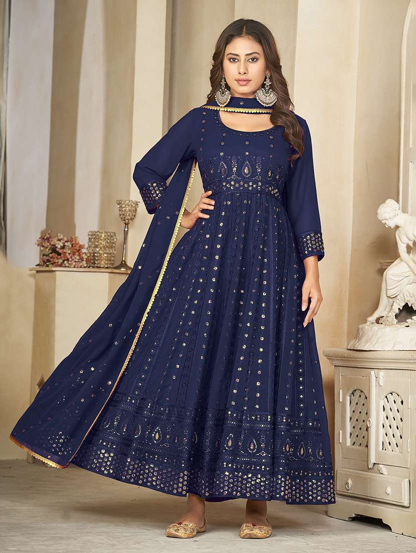 women solid with work semi stitched suit set