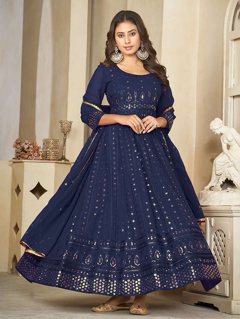 women solid with work semi stitched suit set - 22459948 -  Standard Image - 2