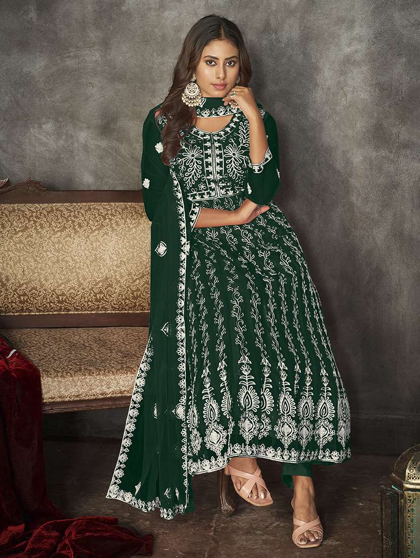 women solid with work semi stitched suit set - 22459956 -  Standard Image - 2