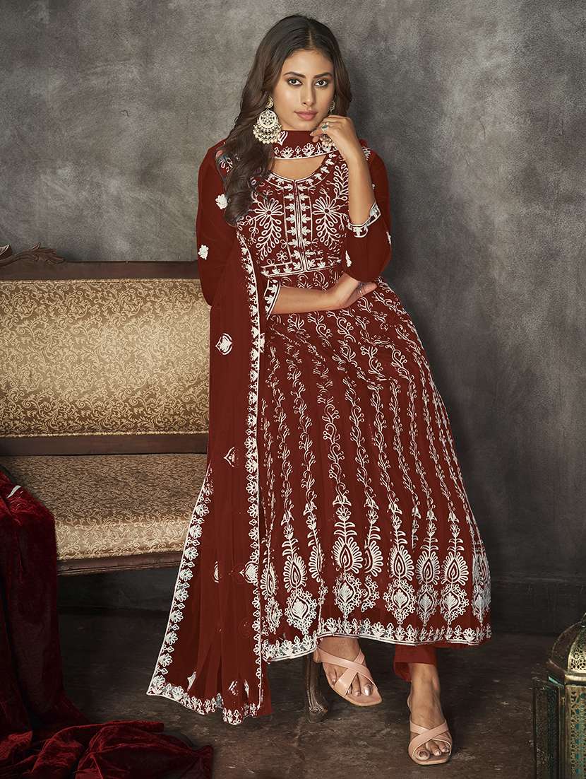 women solid with work semi stitched suit set - 22459957 -  Standard Image - 2