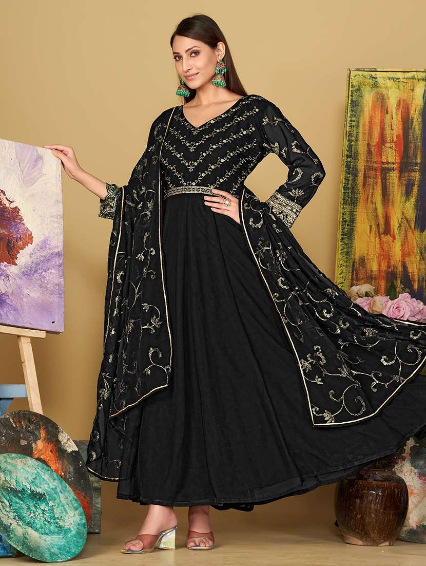 women solid with work semi stitched suit set - 22459970 -  Standard Image - 2